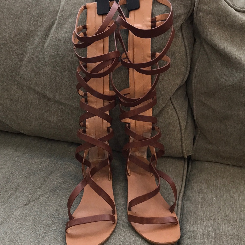 Knee high gladiator sandals